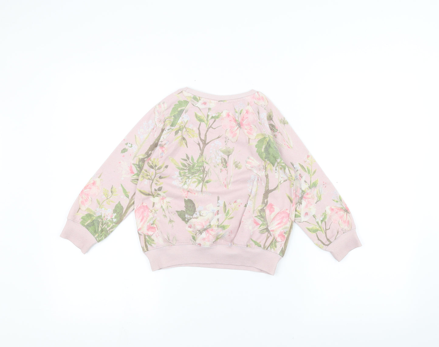 NEXT Girls Pink Floral  Pullover Jumper Size 4 Years