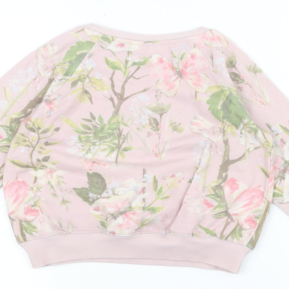 NEXT Girls Pink Floral  Pullover Jumper Size 4 Years
