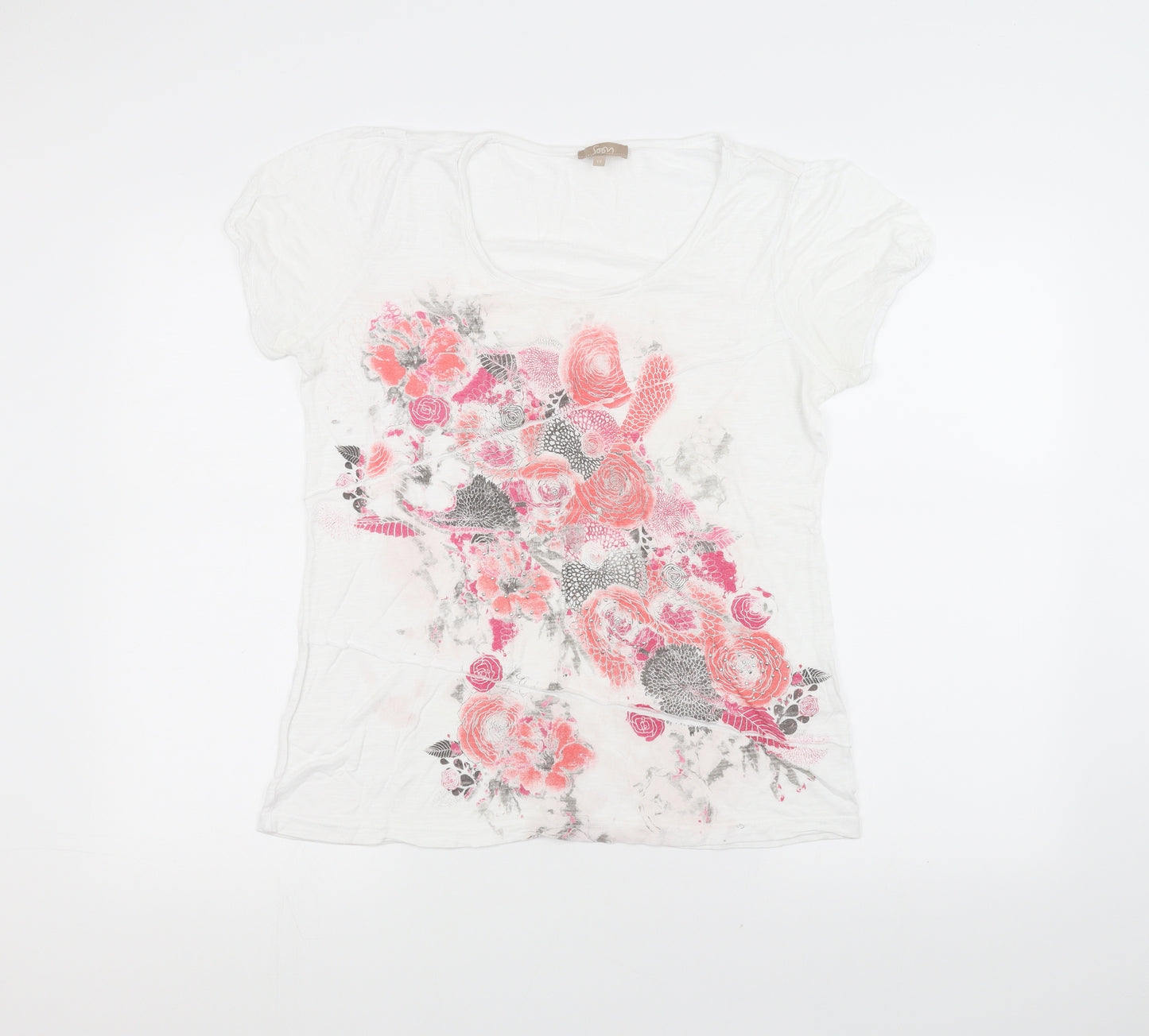 Soon Womens White   Basic T-Shirt Size 14