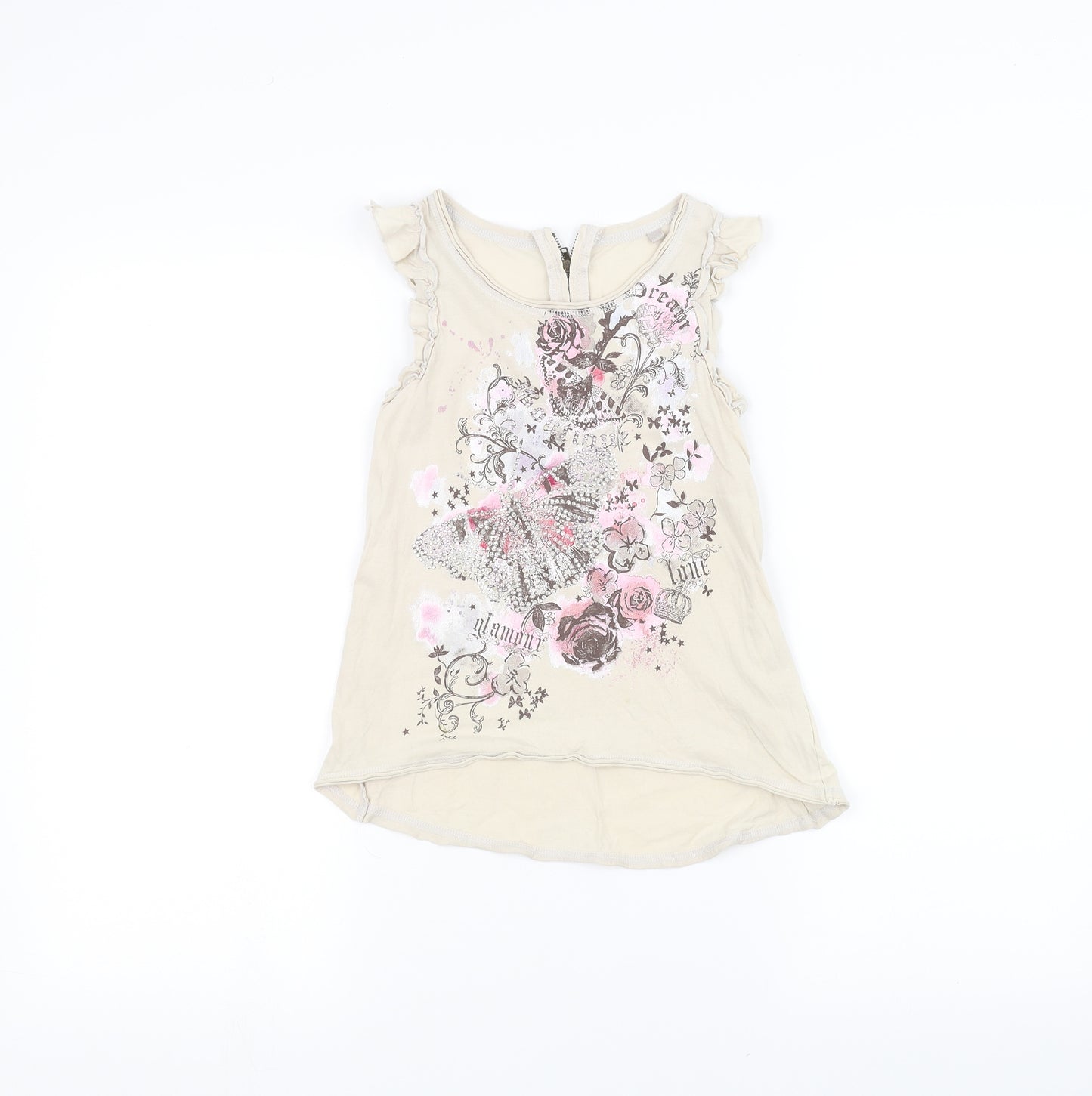 NEXT Girls Brown Floral  Basic T-Shirt Size 7 Years