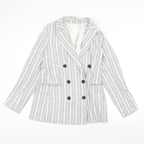 H&M Womens Grey Striped  Jacket  Size 8