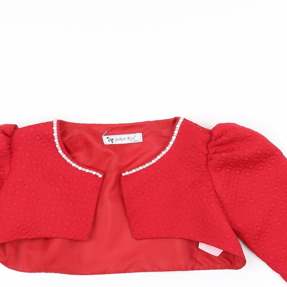seker kiz Girls Red   Jacket  Size 7-8 Years