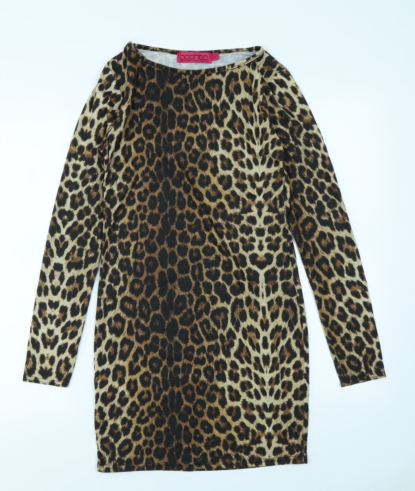 Boohoo Womens Brown Animal Print  Bodycon  Size 12