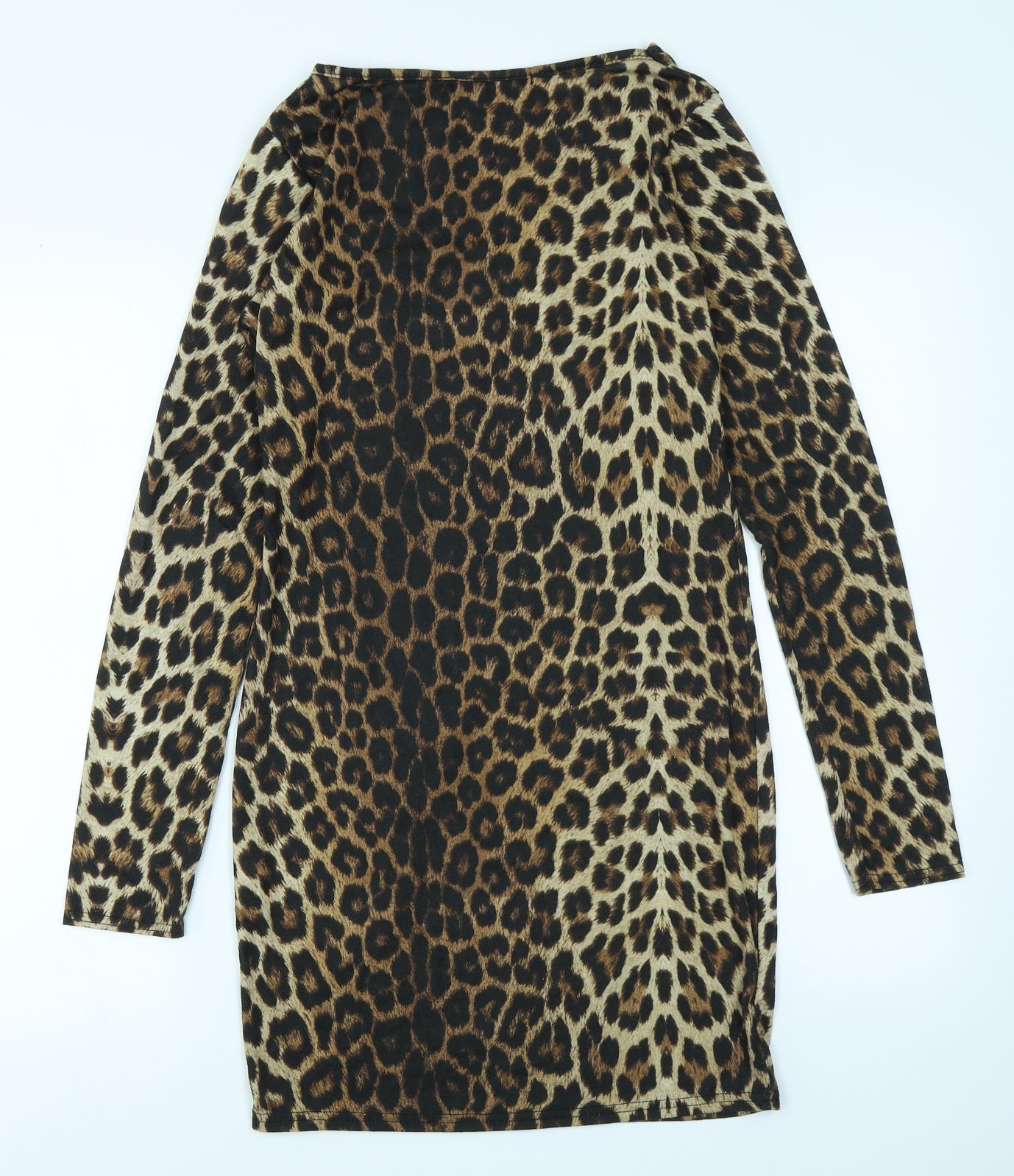 Boohoo Womens Brown Animal Print  Bodycon  Size 12