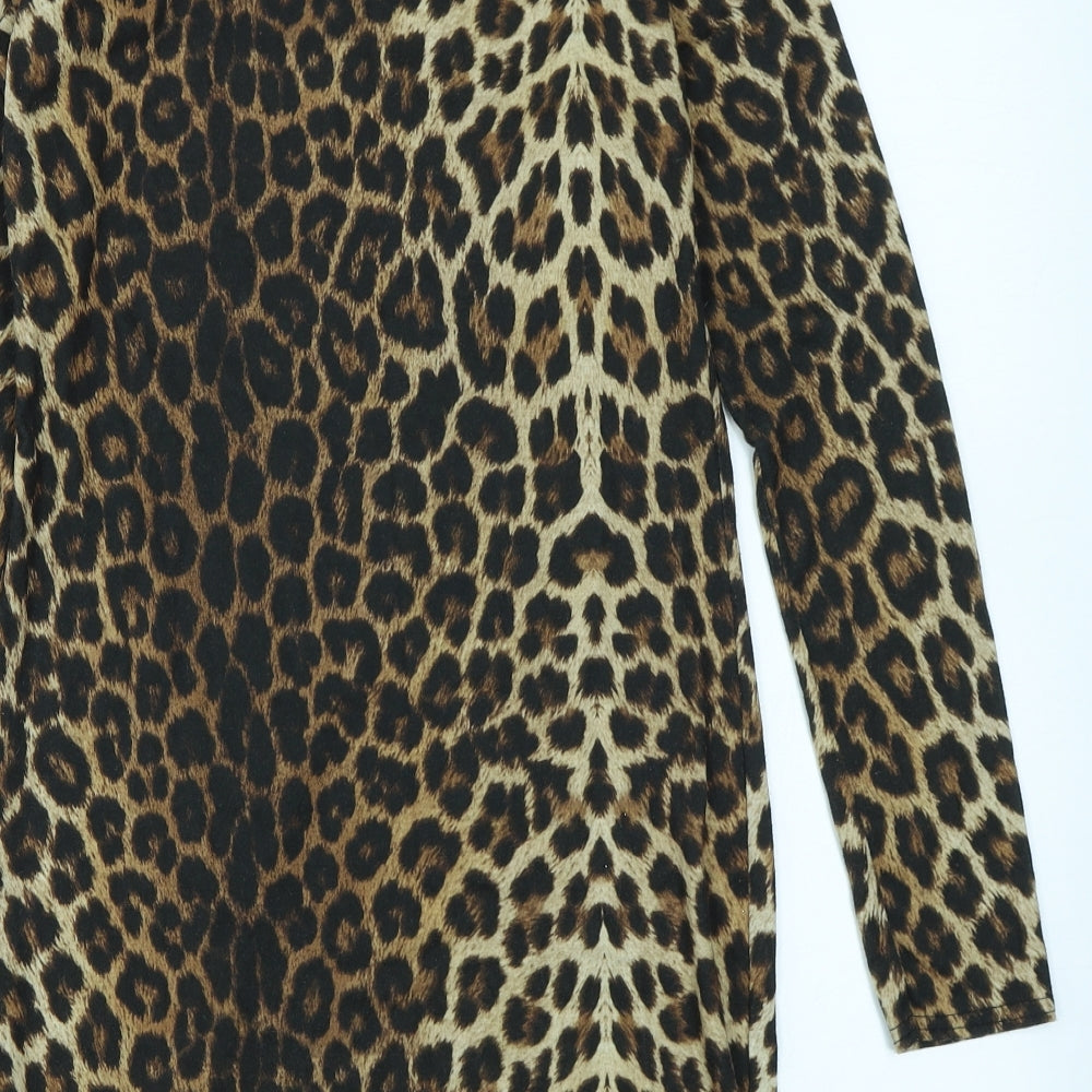 Boohoo Womens Brown Animal Print  Bodycon  Size 12