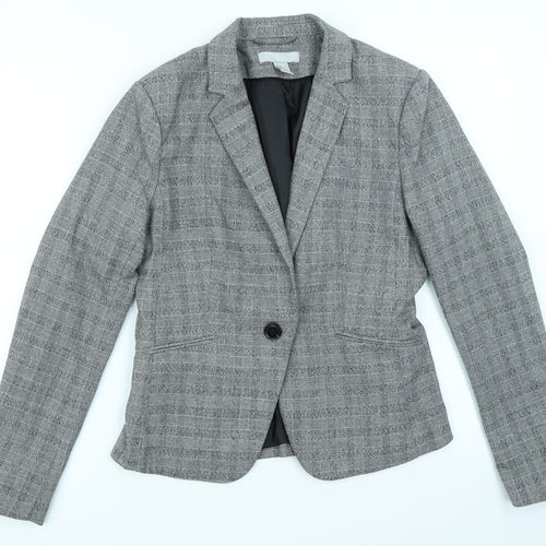 H&M Womens Grey Check  Jacket Blazer Size 10