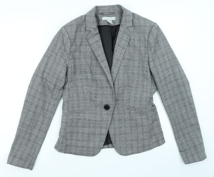 H&M Womens Grey Check Jacket Blazer Size 10