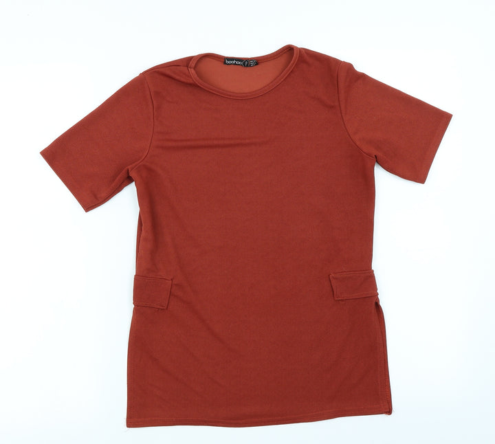 Boohoo Womens Orange Basic T-Shirt Size 10