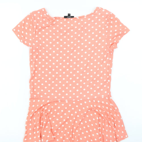 Papaya Womens Pink Polka Dot  Basic T-Shirt Size 8