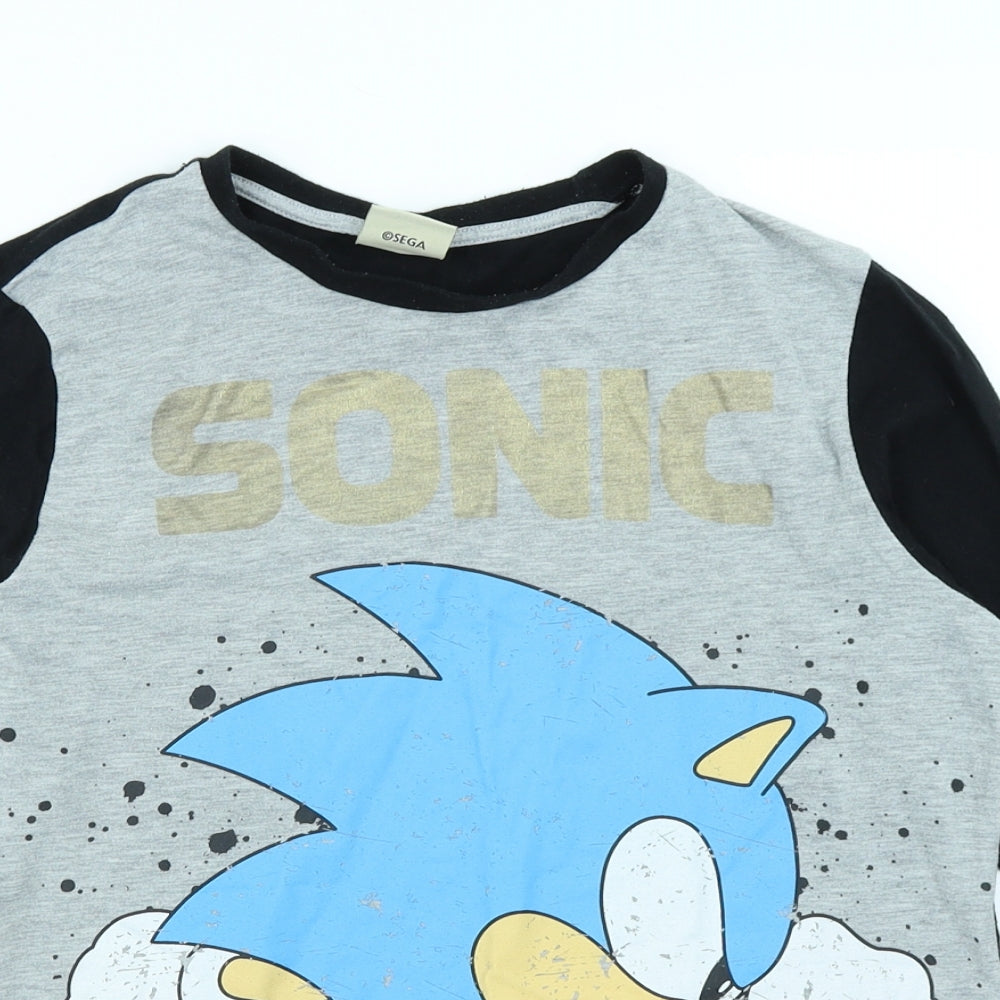George Boys Grey Colourblock  Basic T-Shirt Size 13-14 Years  - Sega Sonic the Hedgehog