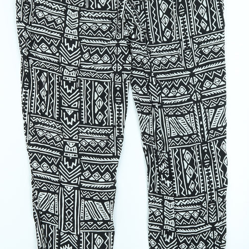 Divided Womens Black Geometric  Jogger Trousers Size 12 L28 in