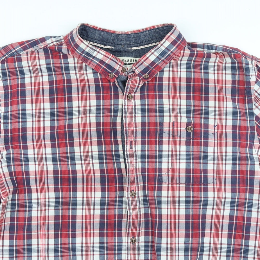 Red Herring Mens Red Plaid   Button-Up Size 2XL
