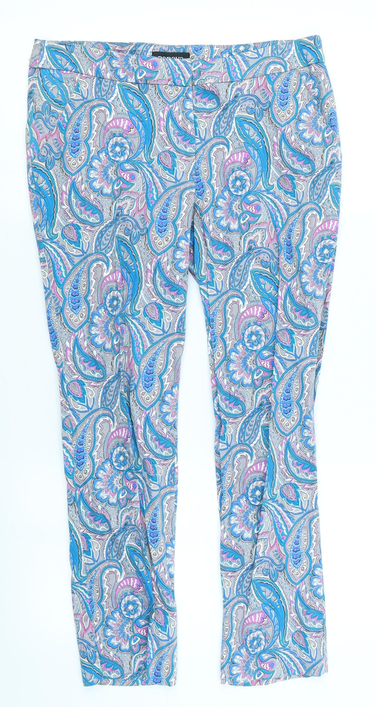 Papaya Womens Blue Paisley  Trousers  Size 10 L24 in