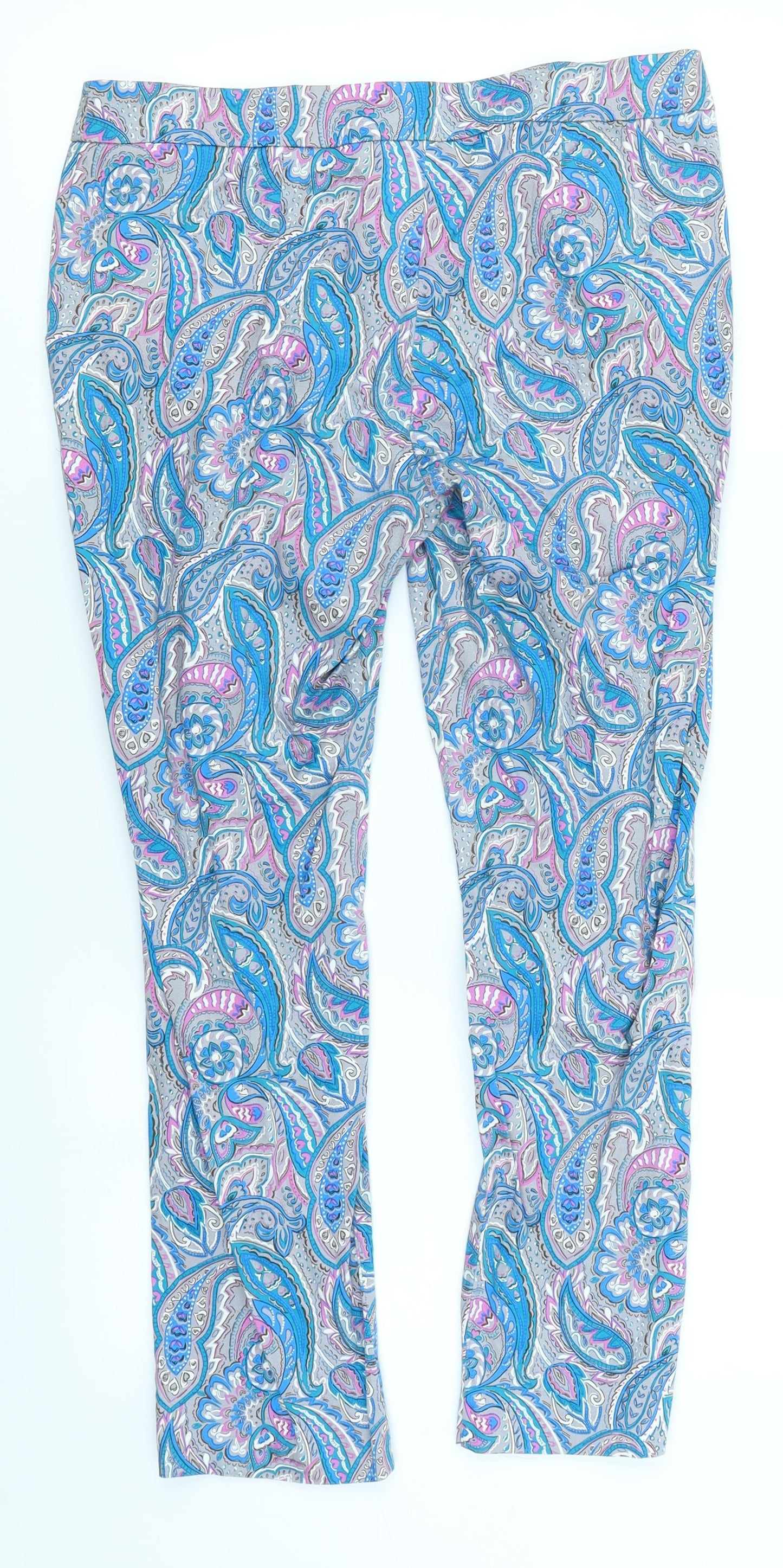 Papaya Womens Blue Paisley  Trousers  Size 10 L24 in