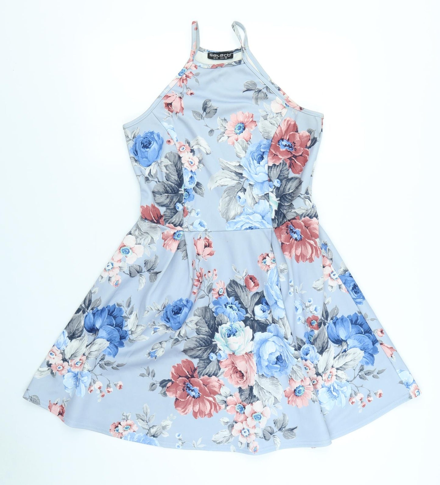 Select Womens Blue Floral  Fit & Flare  Size 12