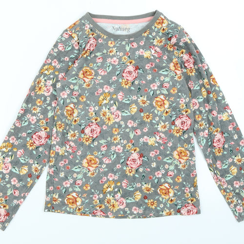 Nutmeg Girls Grey Floral  Basic T-Shirt Size 8-9 Years