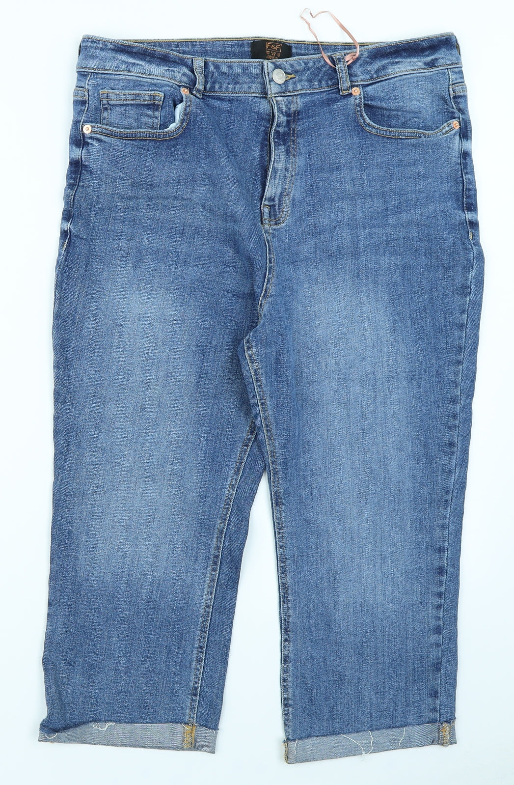 F&F Womens Blue  Denim Cut-Off Shorts Size 16