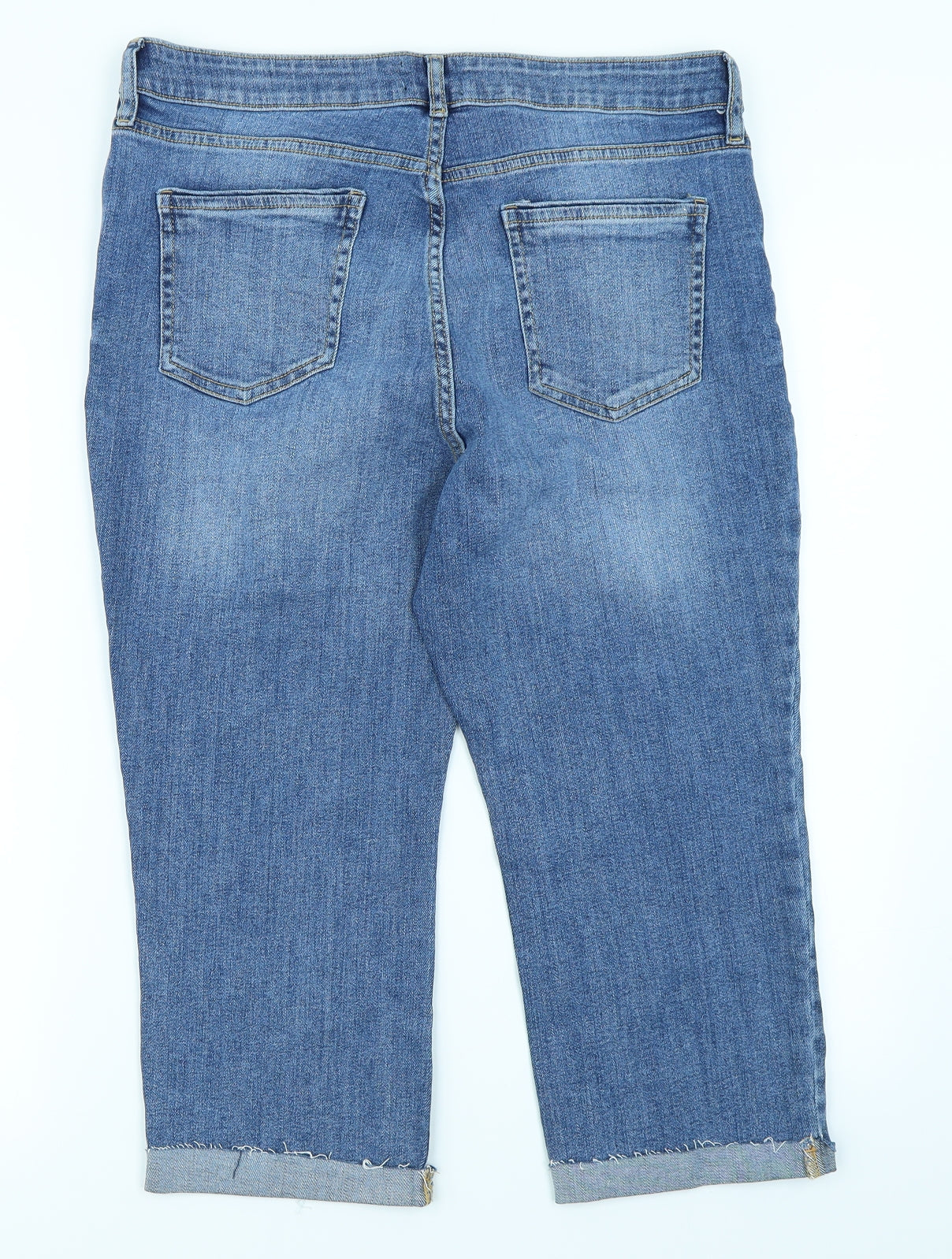 F&F Womens Blue  Denim Cut-Off Shorts Size 16