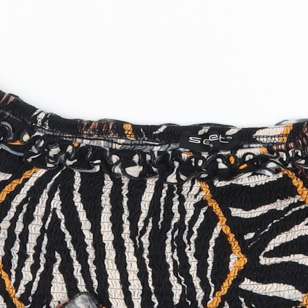 Select Womens Black Animal Print  Cropped T-Shirt Size S