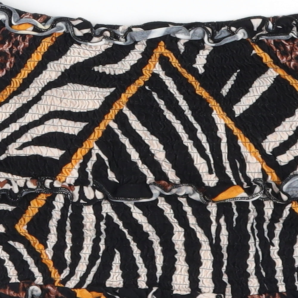 Select Womens Black Animal Print  Cropped T-Shirt Size S