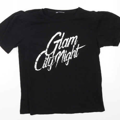 Zara Womens Black   Basic T-Shirt Size M  - Glam City Night