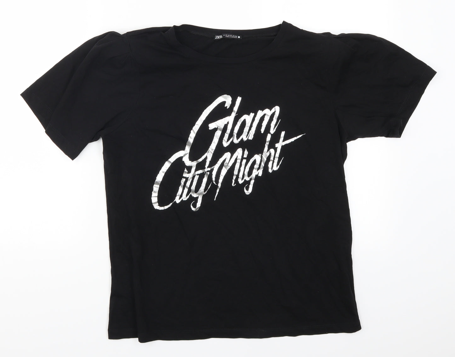 Zara Womens Black   Basic T-Shirt Size M  - Glam City Night