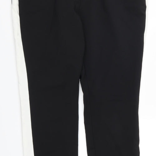 Primark Womens Black Striped  Trousers  Size 10 L27 in - White Side Stripes