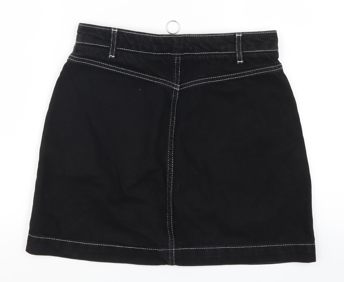 Topshop Womens Black  Denim A-Line Skirt Size 10