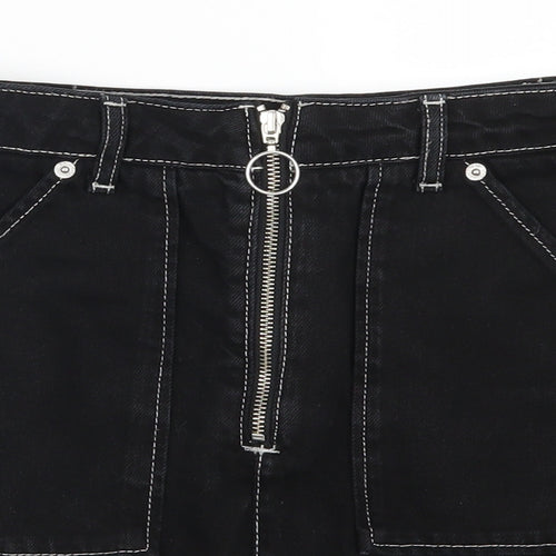 Topshop Womens Black  Denim A-Line Skirt Size 10