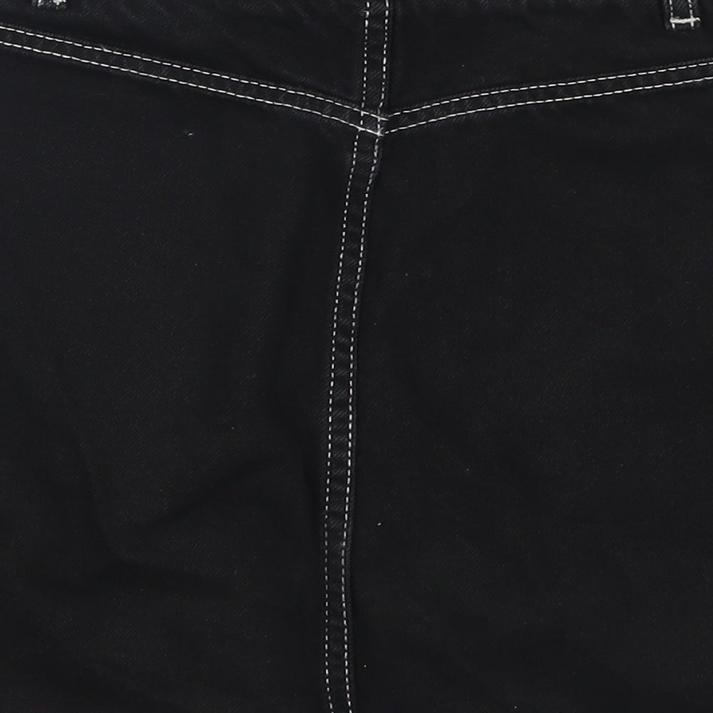 Topshop Womens Black  Denim A-Line Skirt Size 10