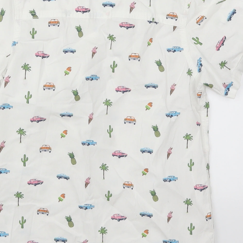 Urban Boys Boys White Geometric  Basic Button-Up Size 8 Years  - Cars and Cactus