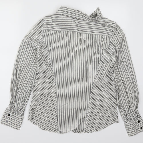 Wallis Womens Grey Striped  Basic Button-Up Size 12