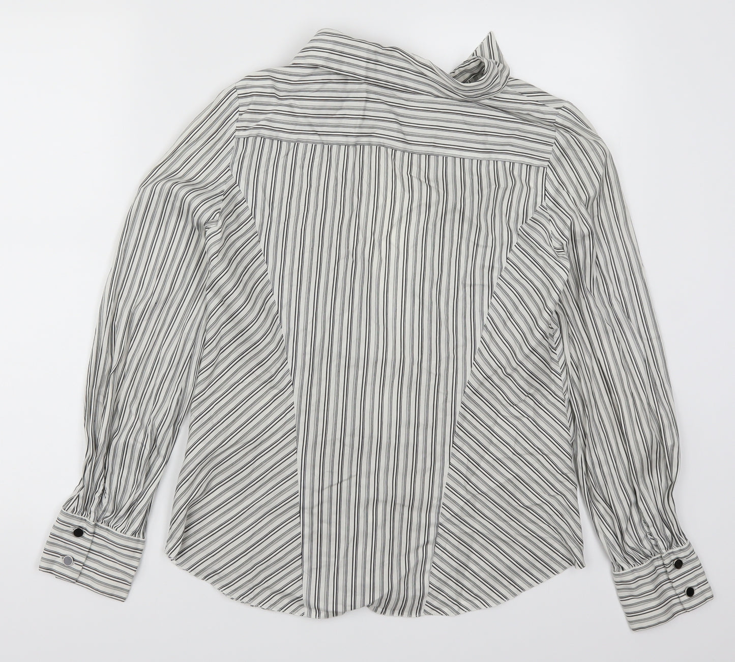 Wallis Womens Grey Striped  Basic Button-Up Size 12