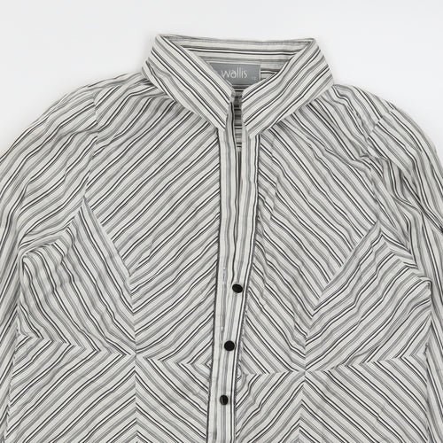 Wallis Womens Grey Striped  Basic Button-Up Size 12