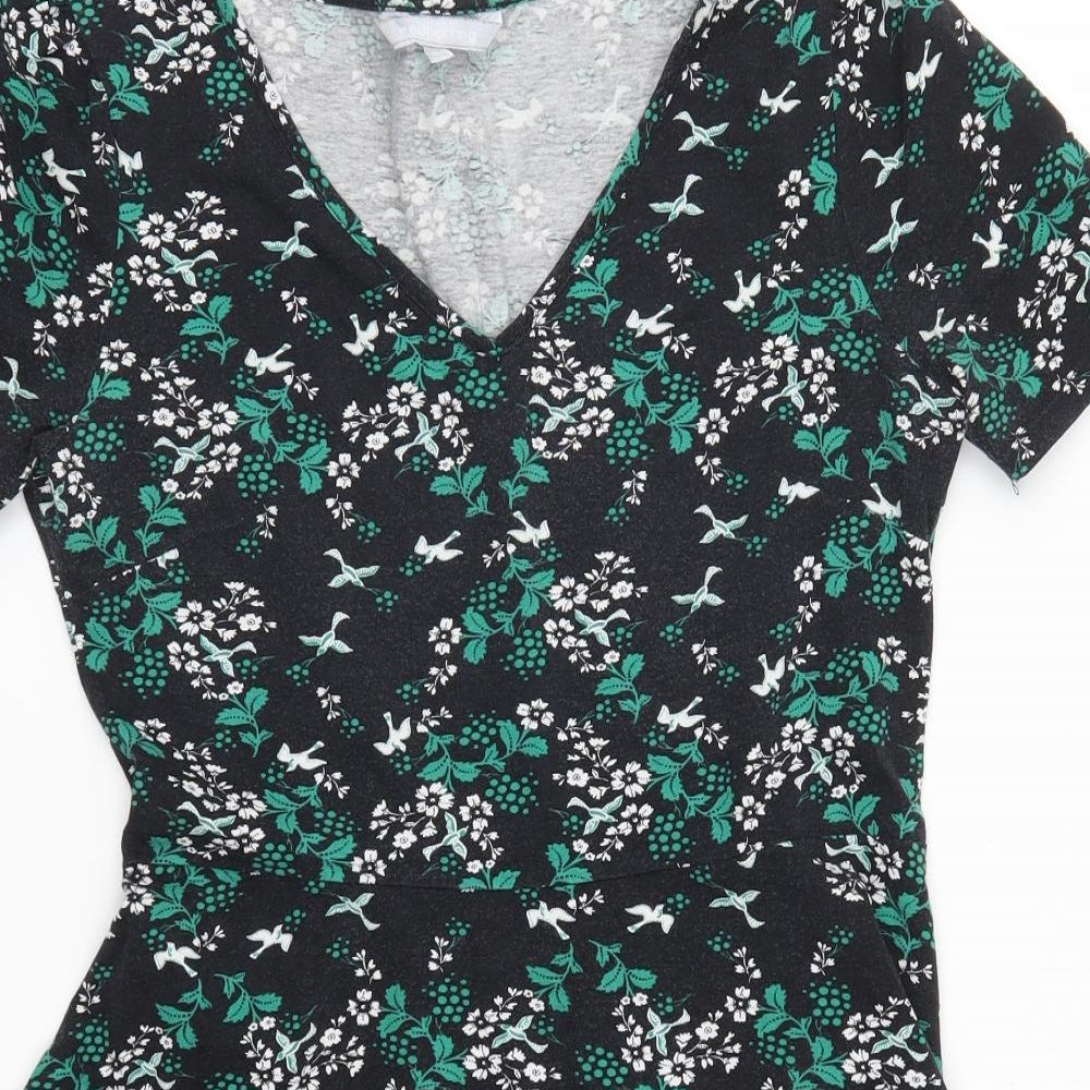Red Herring Womens Green Floral  Skater Dress  Size 10