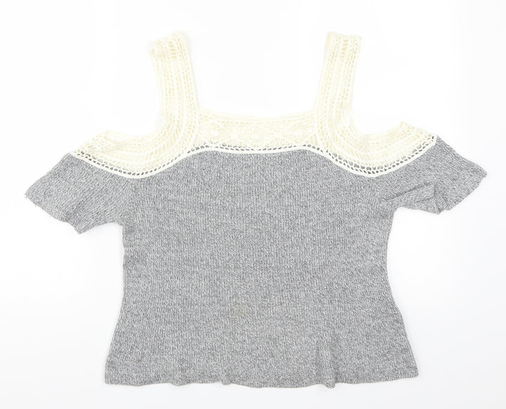Hollister Womens Grey   Pullover Jumper Size S  - Lace Detail