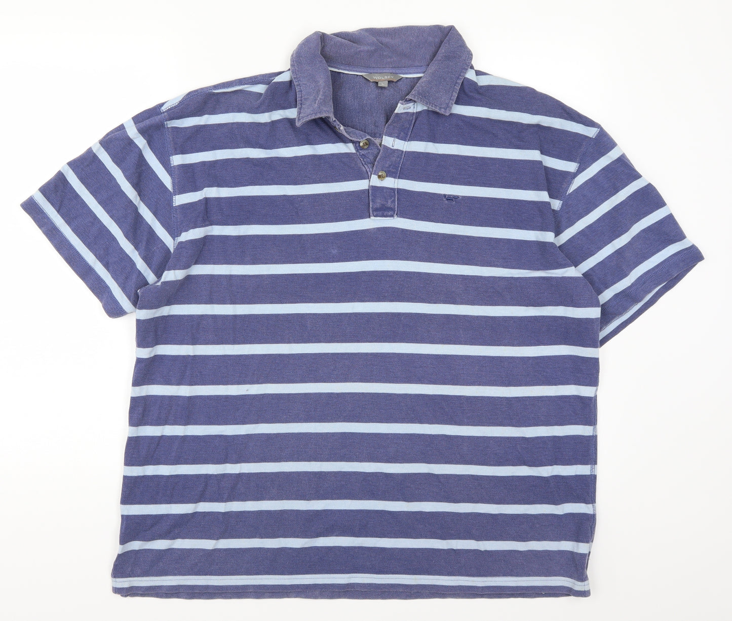 Wolsey Mens Blue Striped   Polo Size L