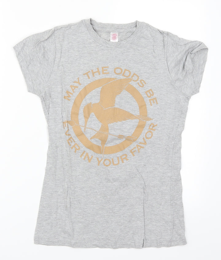 Anvil Womens Grey Basic T-Shirt Size M - May The Odds Be Ever In Your Favour Hunger Games