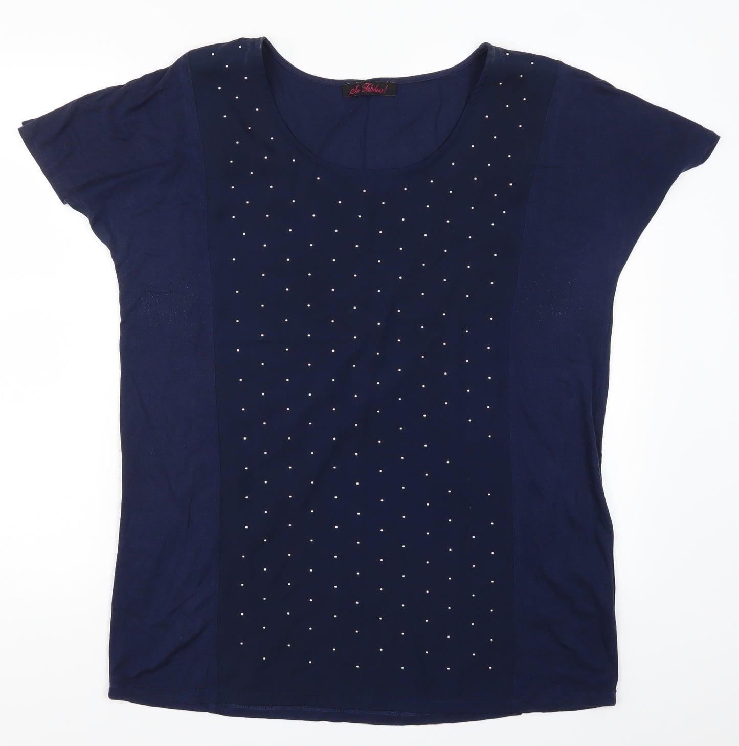 So Fabulous Womens Blue Polka Dot  Basic T-Shirt Size 16
