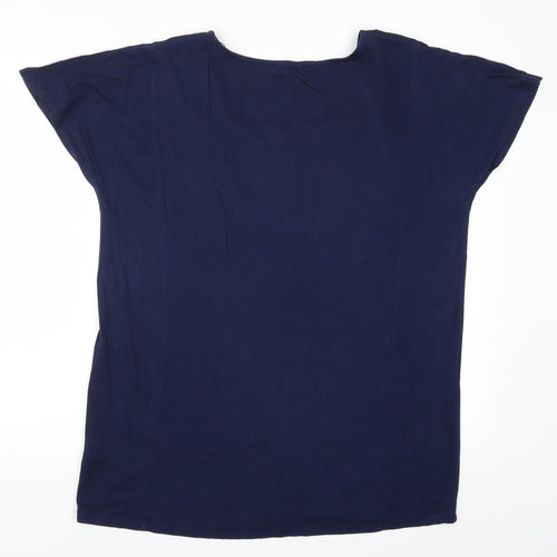 So Fabulous Womens Blue Polka Dot  Basic T-Shirt Size 16