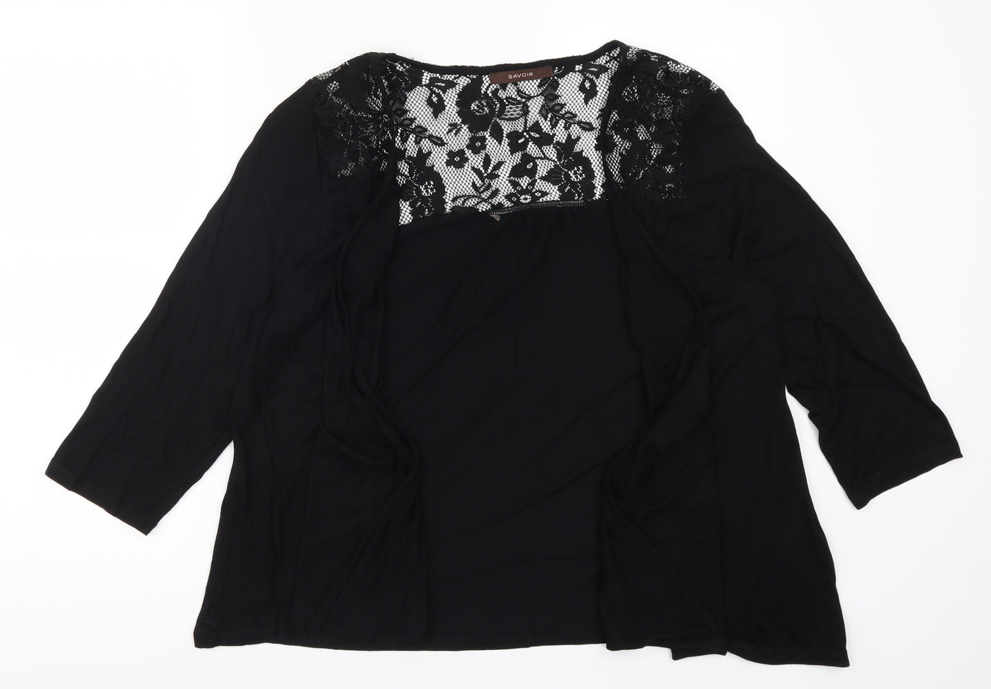 Savoir Womens Black  Lace Cardigan Jumper Size 18