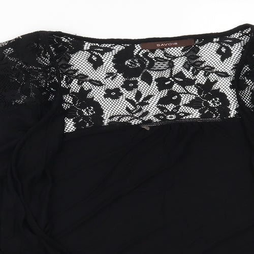 Savoir Womens Black  Lace Cardigan Jumper Size 18