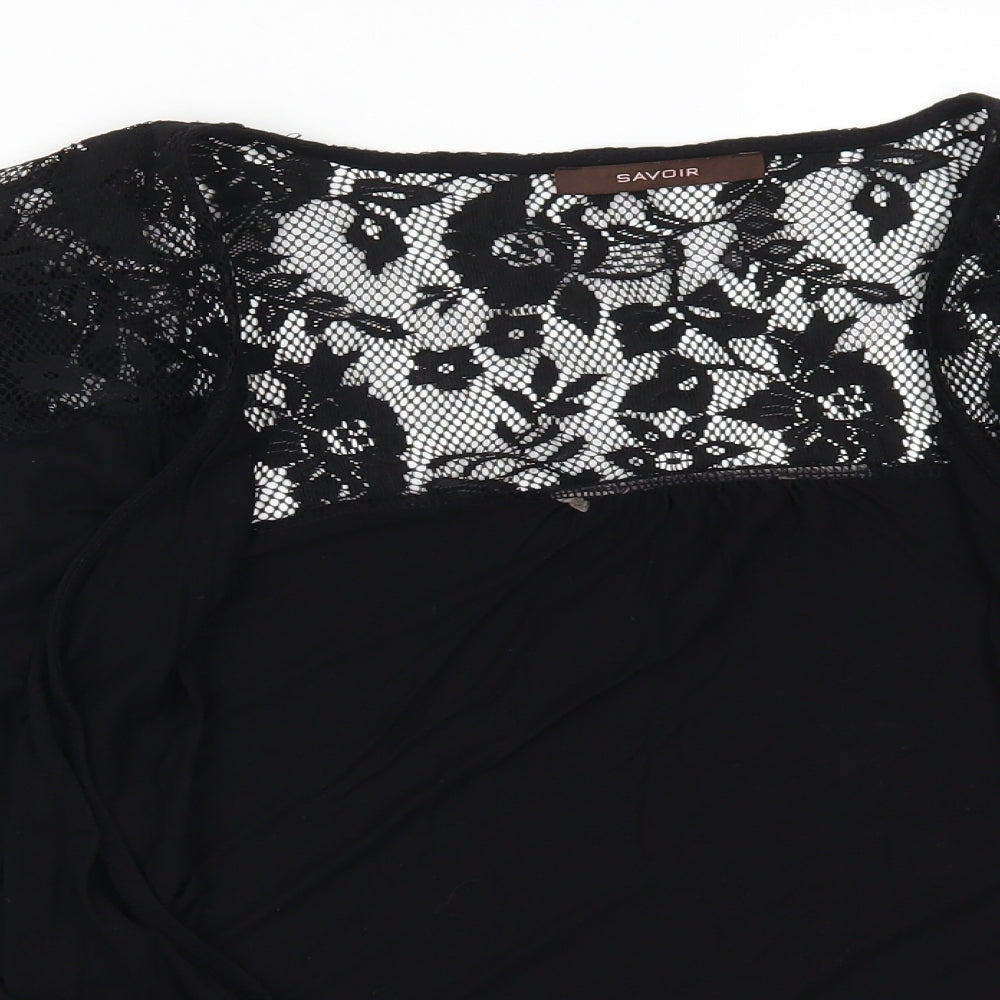Savoir Womens Black  Lace Cardigan Jumper Size 18