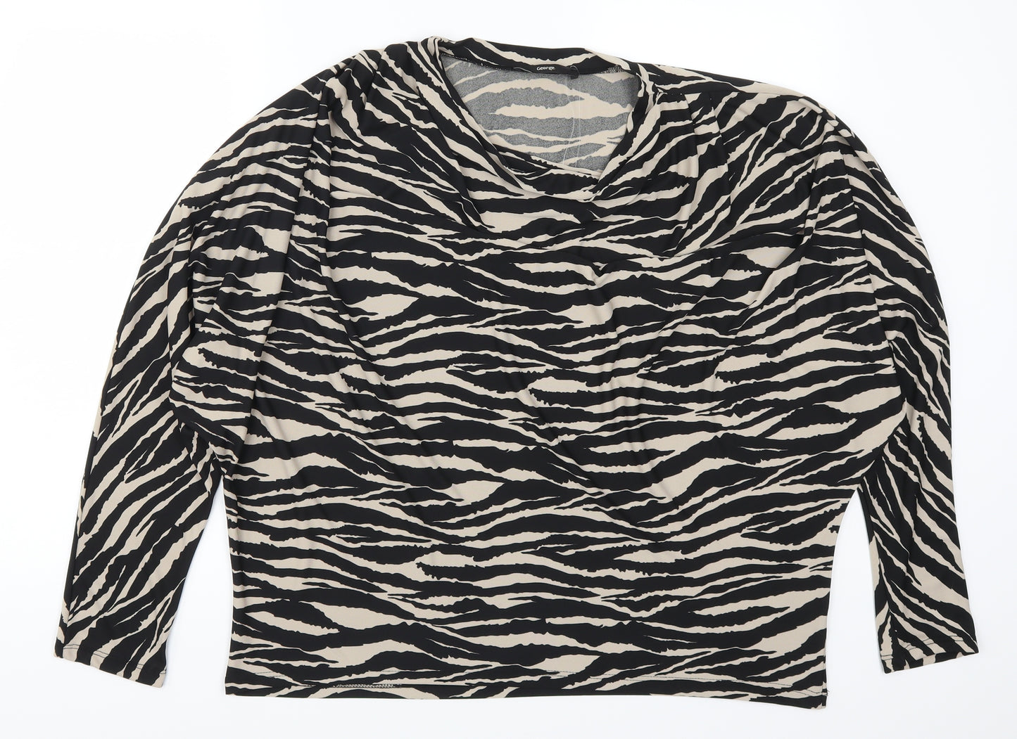 George Womens Beige Animal Print  Basic T-Shirt Size 18