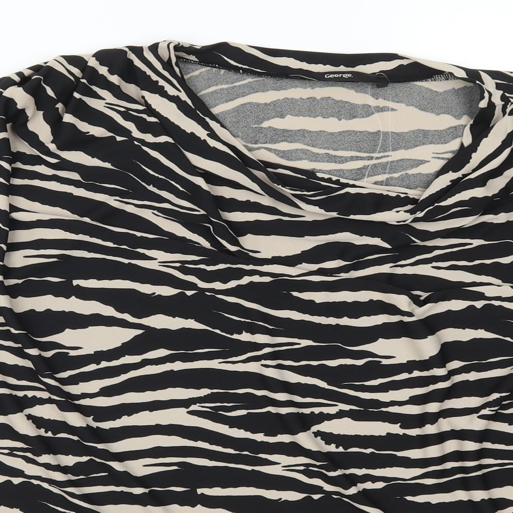 George Womens Beige Animal Print  Basic T-Shirt Size 18