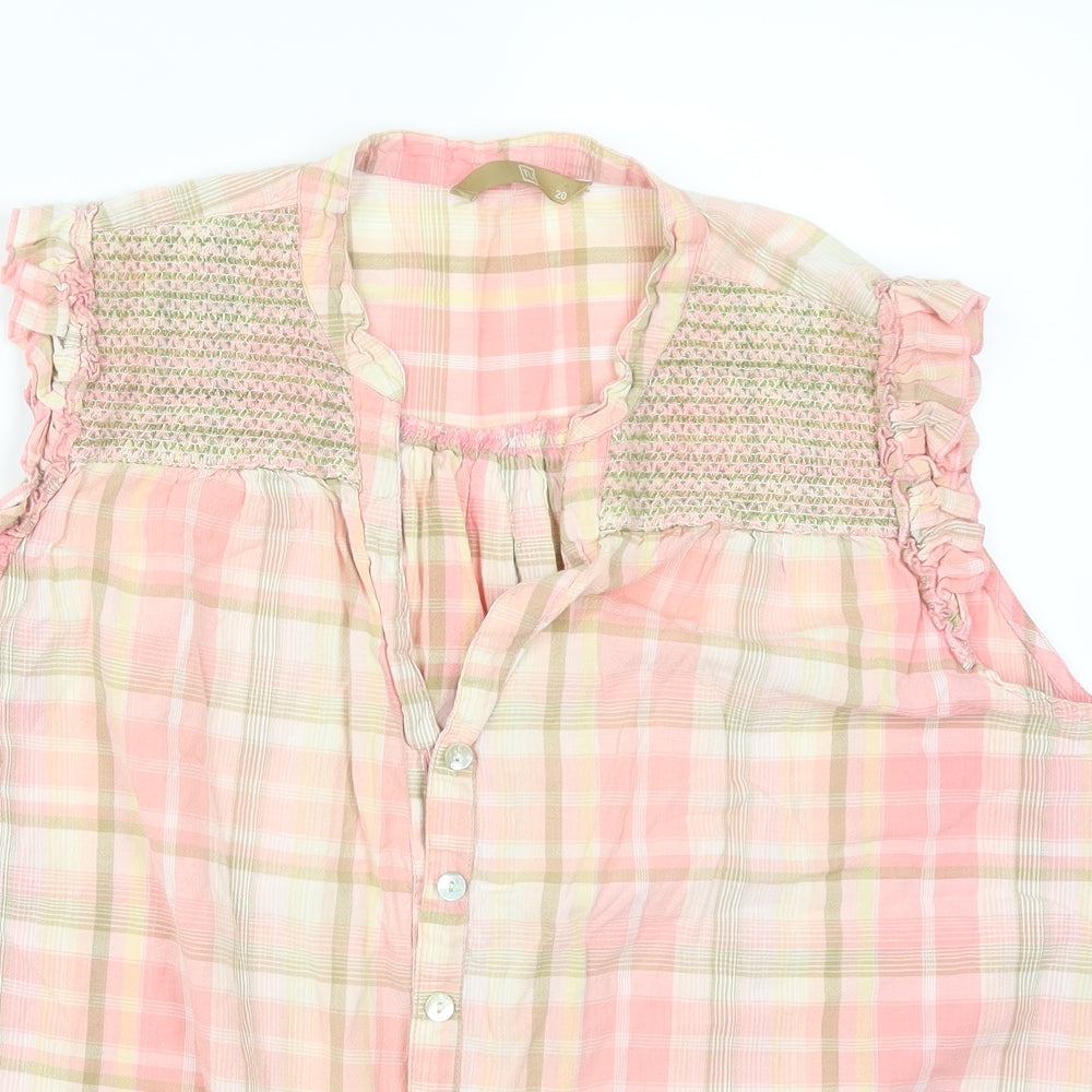 TU Womens Pink Check  Basic Button-Up Size 20