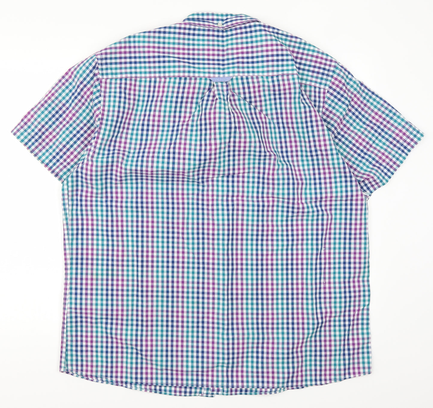 Maine Mens Blue Check   Button-Up Size L  - Purple
