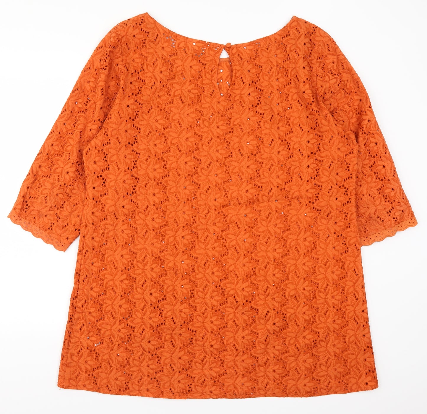 Wallis Womens Orange Floral Lace Basic T-Shirt Size 18