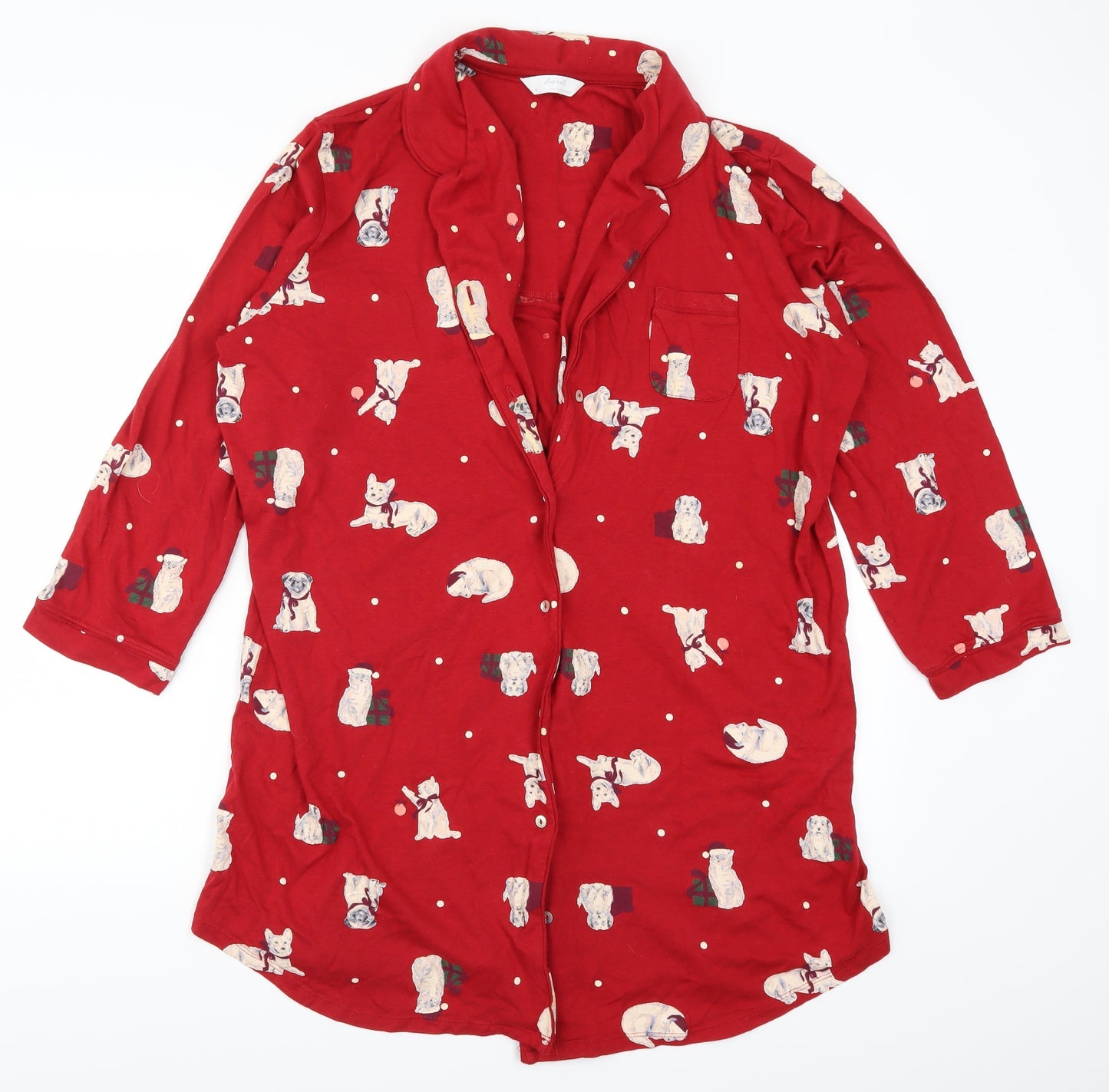 Marks and Spencer Womens Red Animal Print  Top Pyjama Top Size 16  - Christmas Cats and Dogs