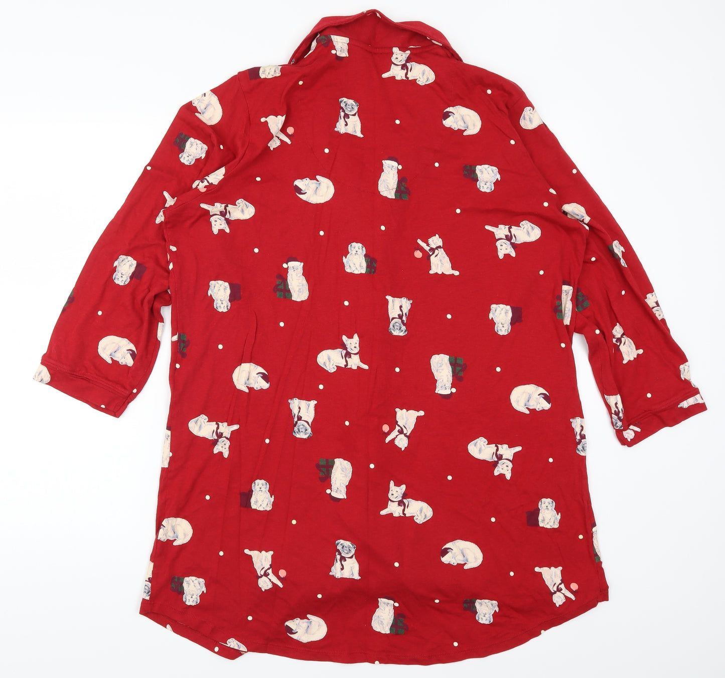 Marks and Spencer Womens Red Animal Print  Top Pyjama Top Size 16  - Christmas Cats and Dogs